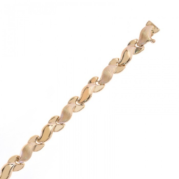 7.0mm 14K Yellow Gold Fancy Wave Link Bracelet - Picture 3 of 3
